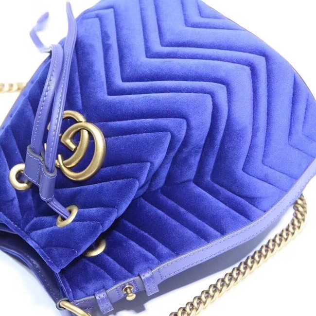 Gucci Ophidia GG bucket bag velvet 525081 blue