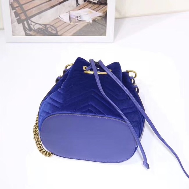 Gucci Ophidia GG bucket bag velvet 525081 blue