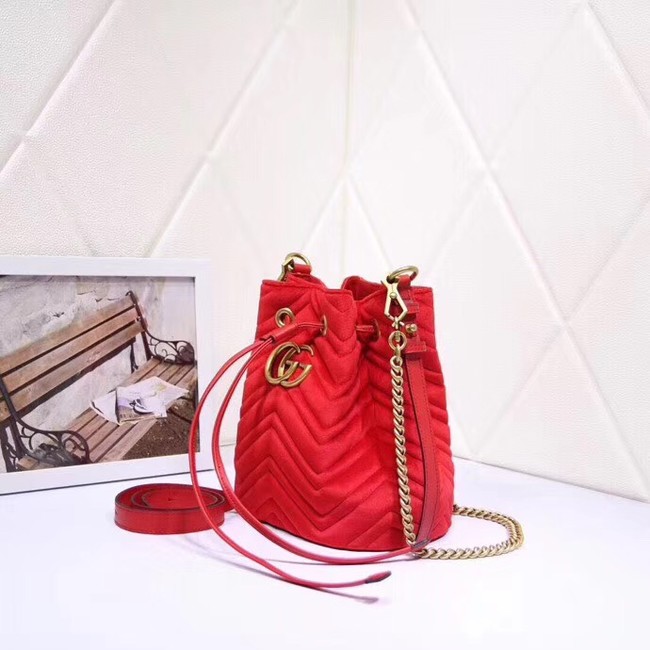 Gucci Ophidia GG bucket bag velvet 525081 red