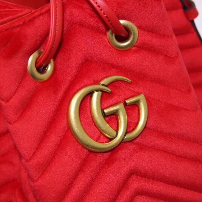 Gucci Ophidia GG bucket bag velvet 525081 red