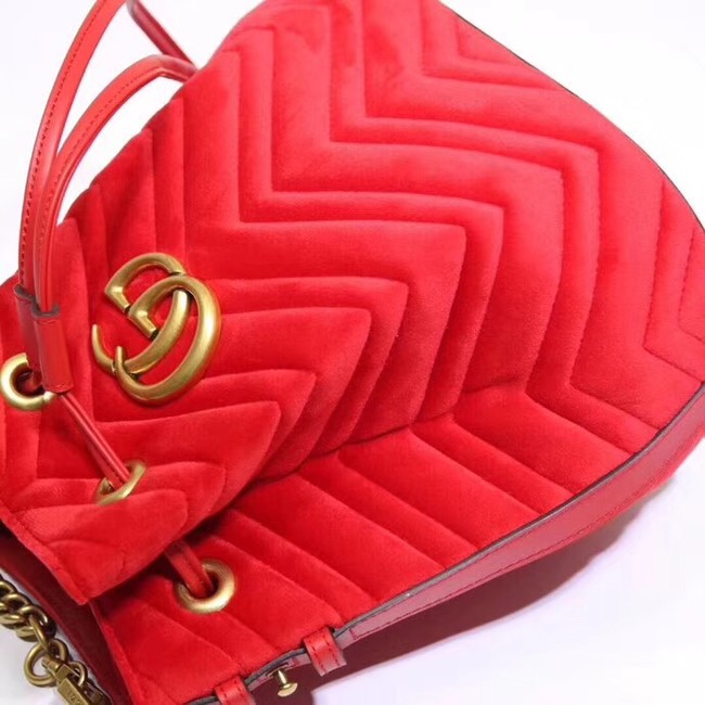 Gucci Ophidia GG bucket bag velvet 525081 red