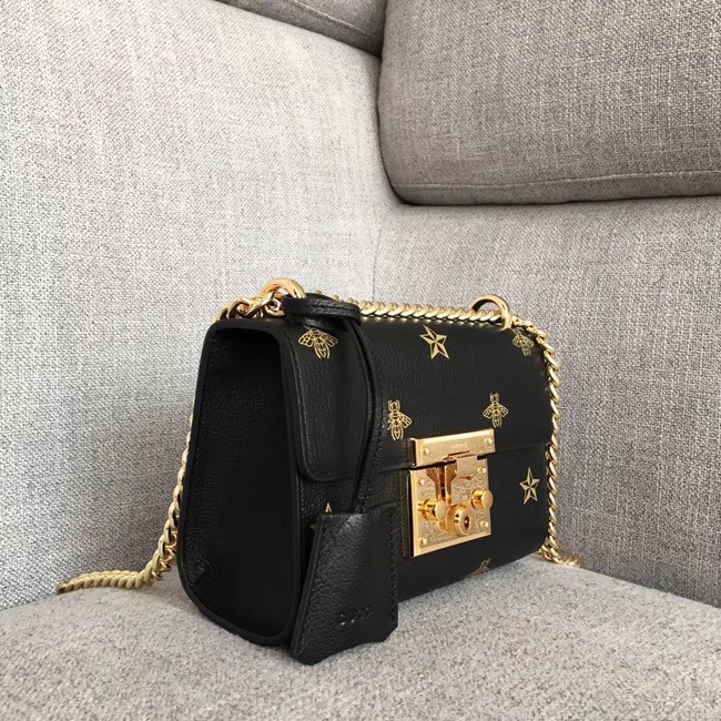 Gucci Padlock Bee Star small shoulder bag 432182 BLACK