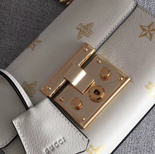 Gucci Padlock Bee Star small shoulder bag 432182 White