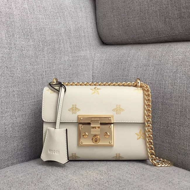 Gucci Padlock Bee Star small shoulder bag 432182 White