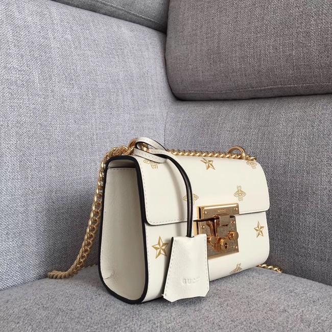 Gucci Padlock Bee Star small shoulder bag 432182 White