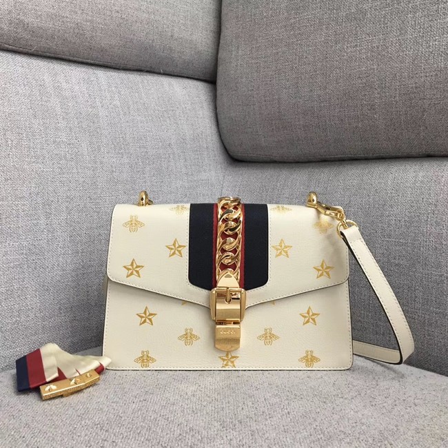 Gucci Sylvie Bee Star small shoulder bag A421882 white