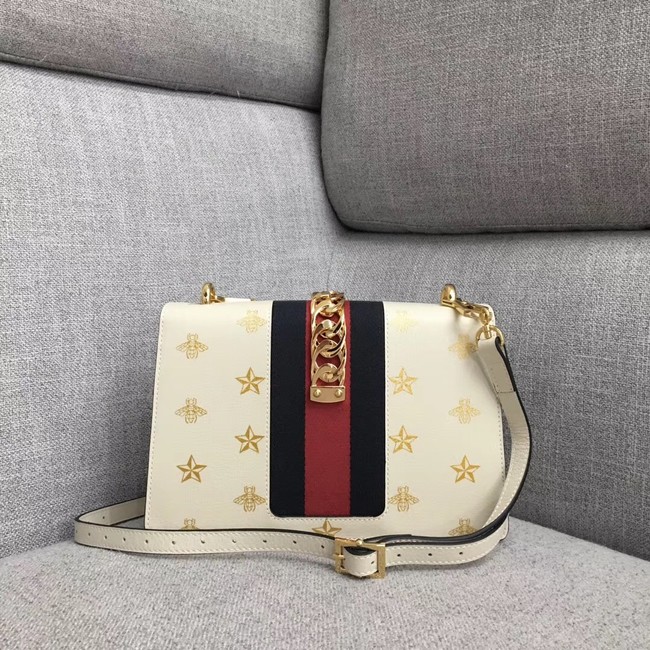 Gucci Sylvie Bee Star small shoulder bag A421882 white