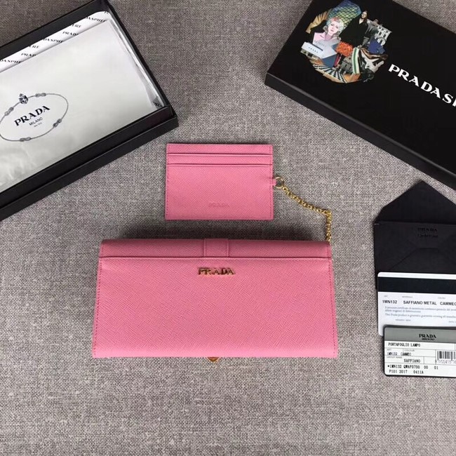 Prada Cahier Saffiano Leather Wallet Large 1MH132 pink