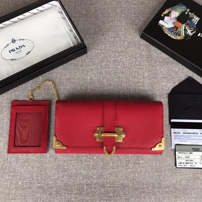 Prada Cahier Saffiano Leather Wallet Large 1MH132 red