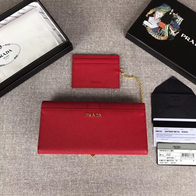 Prada Cahier Saffiano Leather Wallet Large 1MH132 red