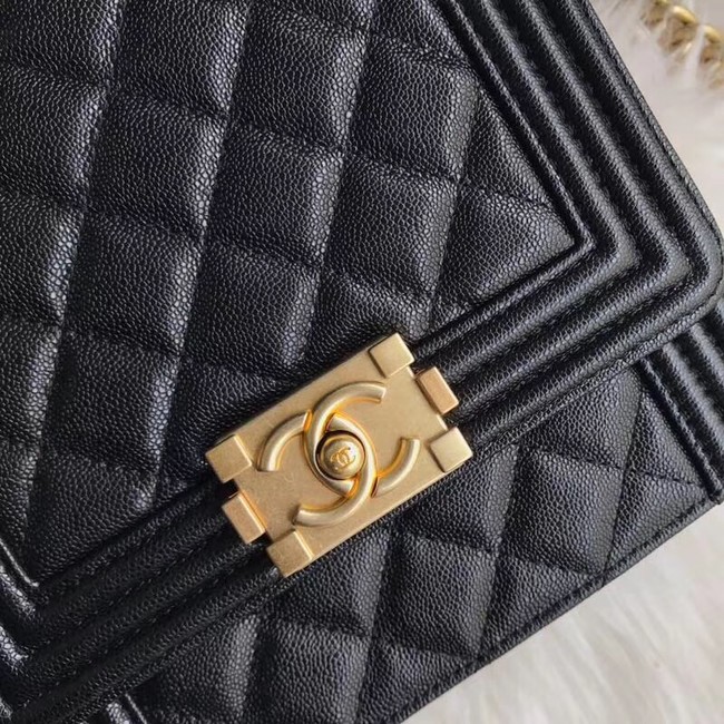 Boy chanel handbag Grained Calfskin & Gold-Tone Metal AS0130 black