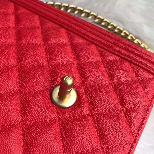 Boy chanel handbag Grained Calfskin & Gold-Tone Metal AS0130 red