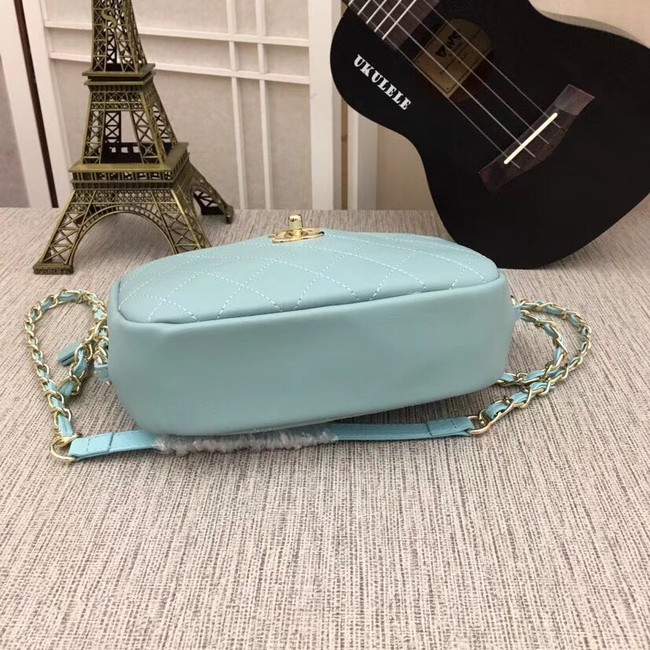 Chanel camera case Metallic Goatskin & Gold-Tone Metal 8040A sky blue