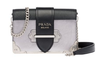 Prada Cahier calf leather bag 1BH018 Silver