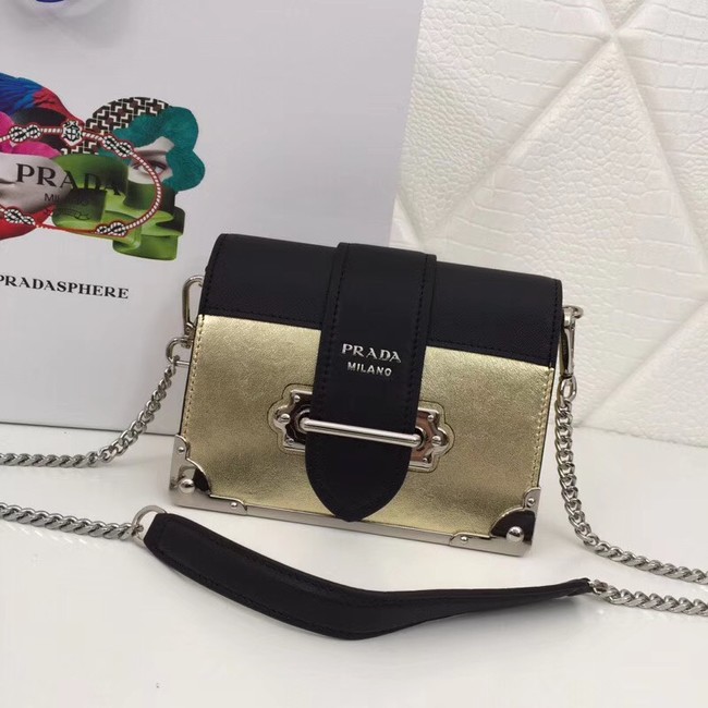 Prada Cahier calf leather bag 1BH018 gold