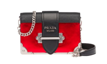 Prada Cahier calf leather bag 1BH018 red