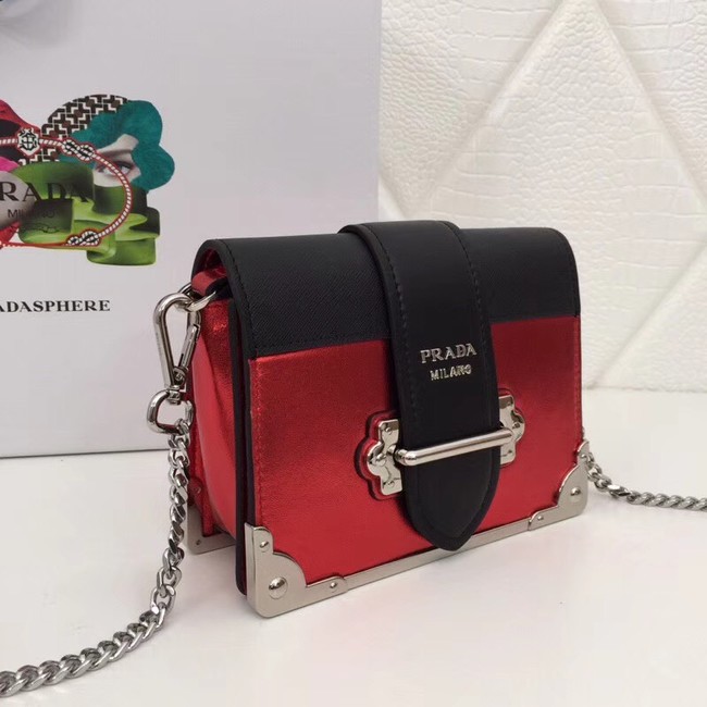 Prada Cahier calf leather bag 1BH018 red