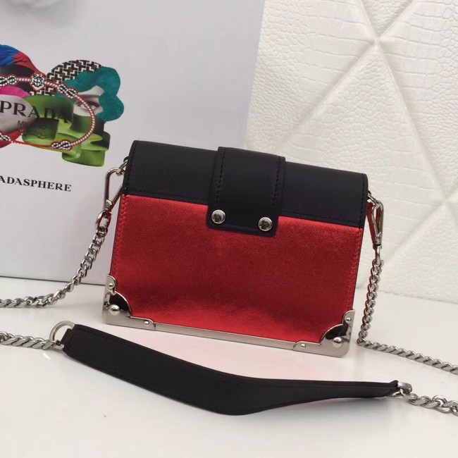 Prada Cahier calf leather bag 1BH018 red