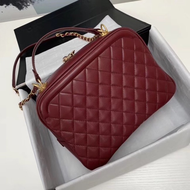 Chanel vanity case Calfskin & Gold-Tone Metal A57906 Burgundy