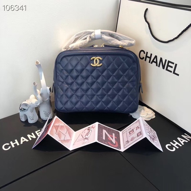 Chanel vanity case Calfskin & Gold-Tone Metal A57906 blue