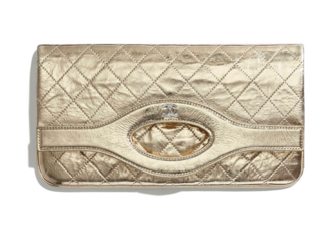 Chanel 31 pouch Metallic Crumpled Goatskin & Silver-Tone Metal A70520 gold