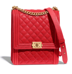 Boy chanel handbag Grained Calfskin & Gold-Tone Metal AS0130 red