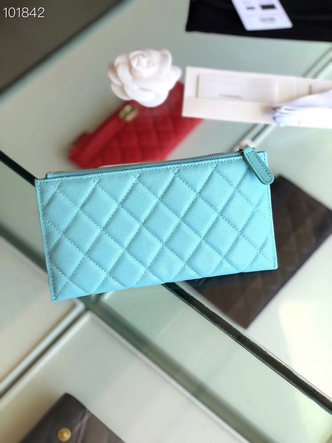 Chanel boy chanel pouch Calfskin & Gold-Tone Metal A81254 sky blue