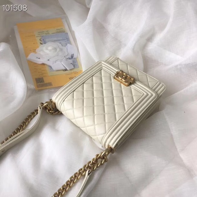 Chanel boy handbag Patent Calfskin & Gold-Tone Metal AS1030 creamy-white