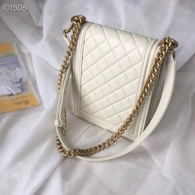 Chanel boy handbag Patent Calfskin & Gold-Tone Metal AS1030 creamy-white