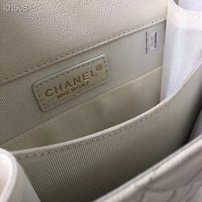 Chanel boy handbag Patent Calfskin & Gold-Tone Metal AS1030 creamy-white