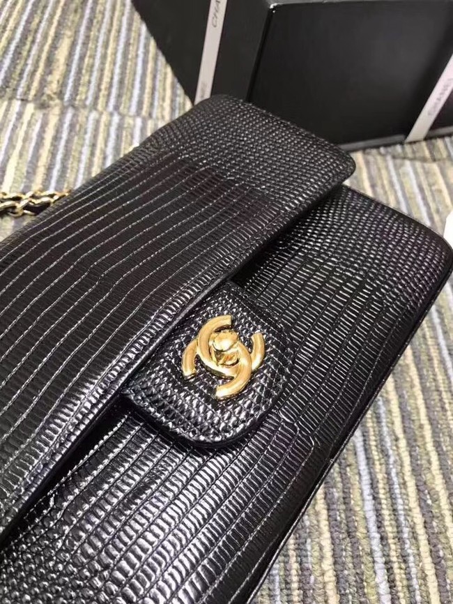 Chanel classic handbag Lizard A01112 black