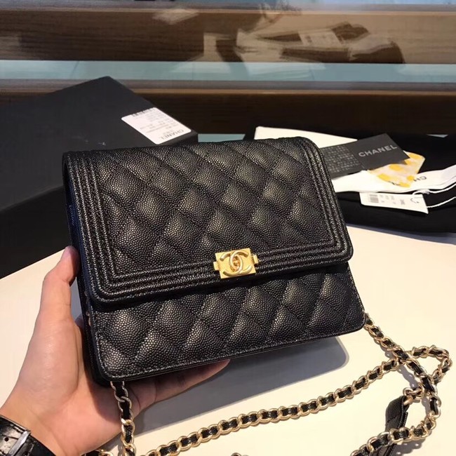 Boy chanel clutch with chain A84433 black