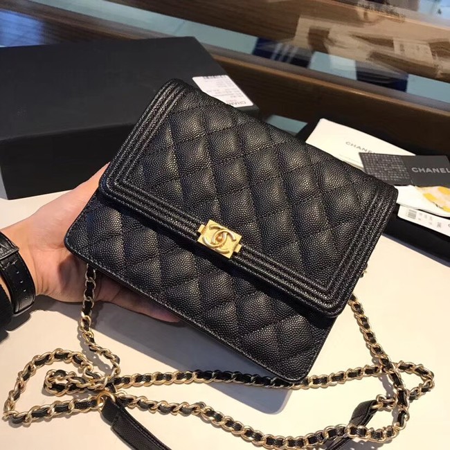 Boy chanel clutch with chain A84433 black