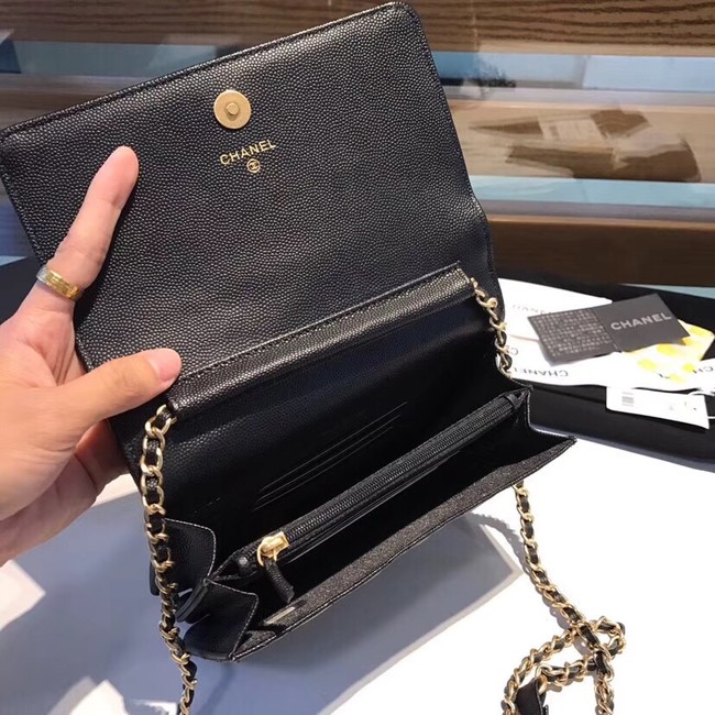 Boy chanel clutch with chain A84433 black