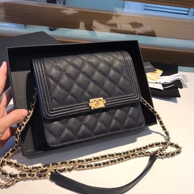 Boy chanel clutch with chain A84433 black