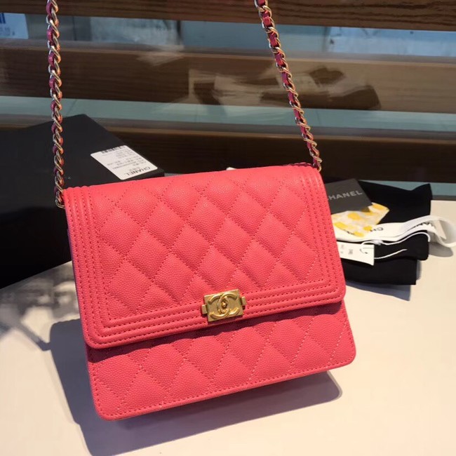 Boy chanel clutch with chain A84433 rose