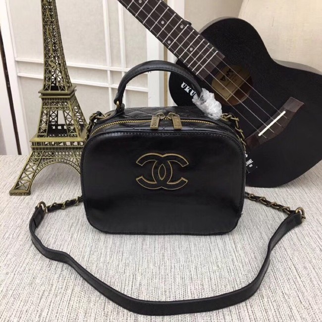 Chanel Calfskin & Gold-Tone Metal bag A81332 black