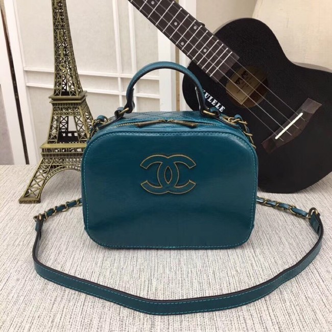 Chanel Calfskin & Gold-Tone Metal bag A81332 blue