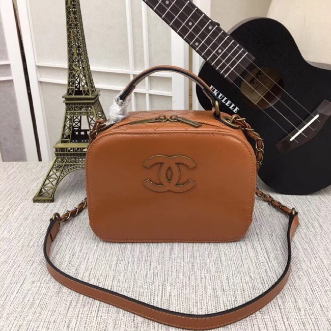 Chanel Calfskin & Gold-Tone Metal bag A81332 brown