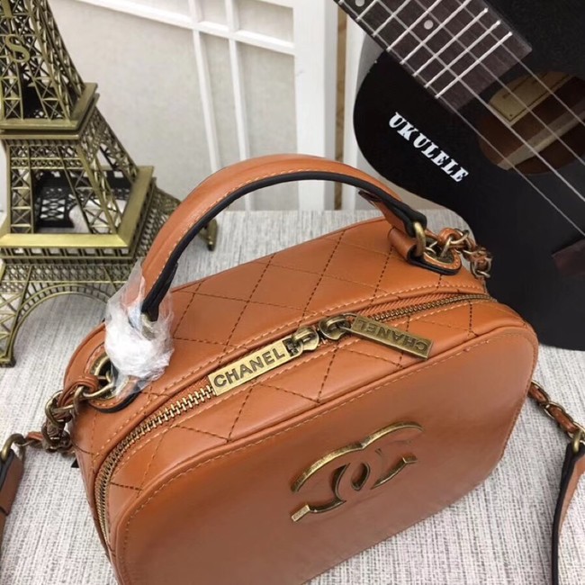 Chanel Calfskin & Gold-Tone Metal bag A81332 brown