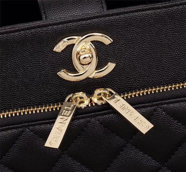 Chanel Calfskin & Gold-Tone Metal bag A81335 black