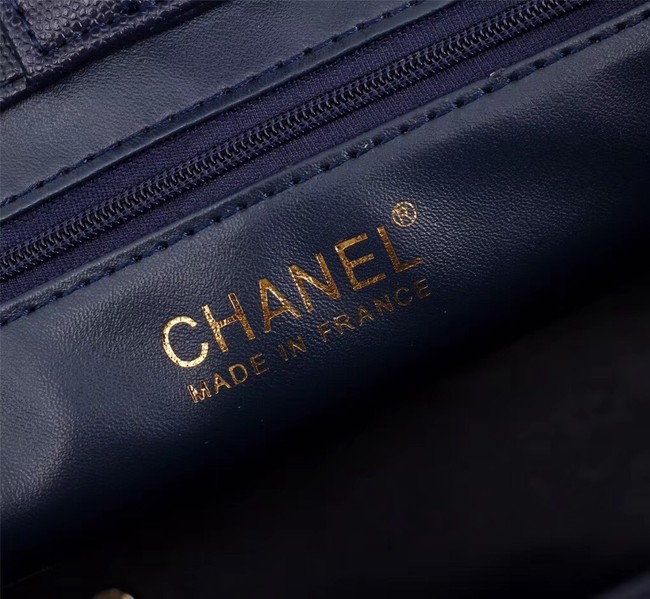 Chanel Calfskin & Gold-Tone Metal bag A81335 dark blue