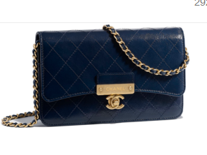 Chanel Calfskin & Gold-Tone Metal wallet on chain bag A81419 Royal Blue