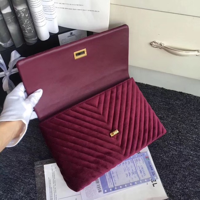 Chanel classic clutch velvet & Gold-Tone Metal 35629 Burgundy