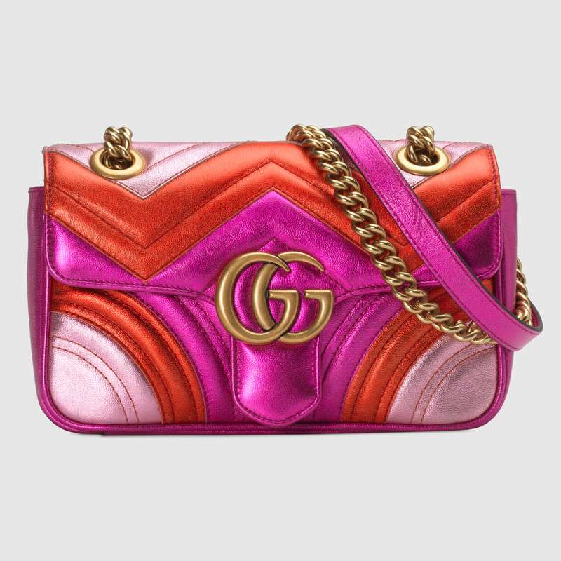 Gucci GG Marmont matelasse Mini Bag 446744 Pink&Red&Purple