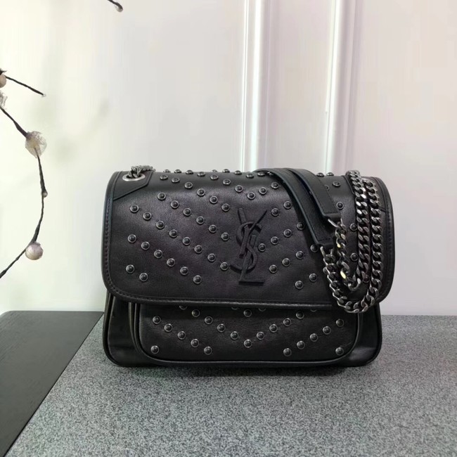 SAINT LAURENT Niki leather shoulder bag 12496 black