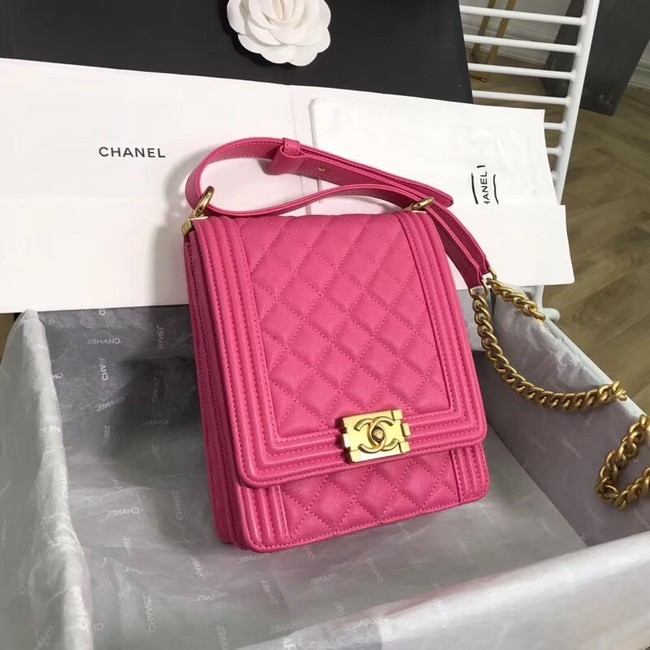 Boy chanel handbag Grained Calfskin & Gold-Tone Metal AS0130 rose