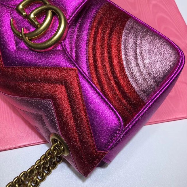 Gucci GG Marmont matelasse bag 443497 Fuchsia&red& pink