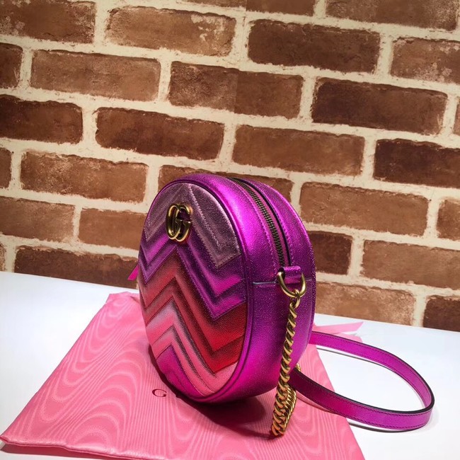 Gucci GG Marmont mini round shoulder bag 550154 Fuchsia&red& pink