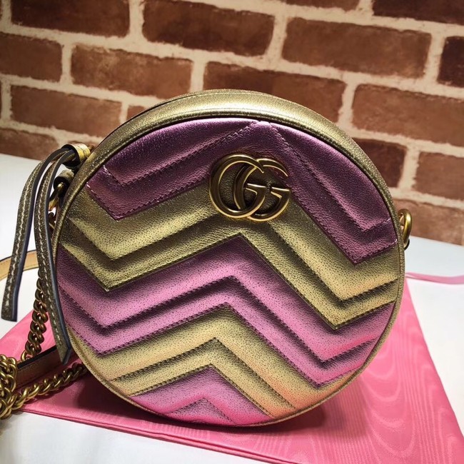 Gucci GG Marmont mini round shoulder bag 550154 Pink&gold